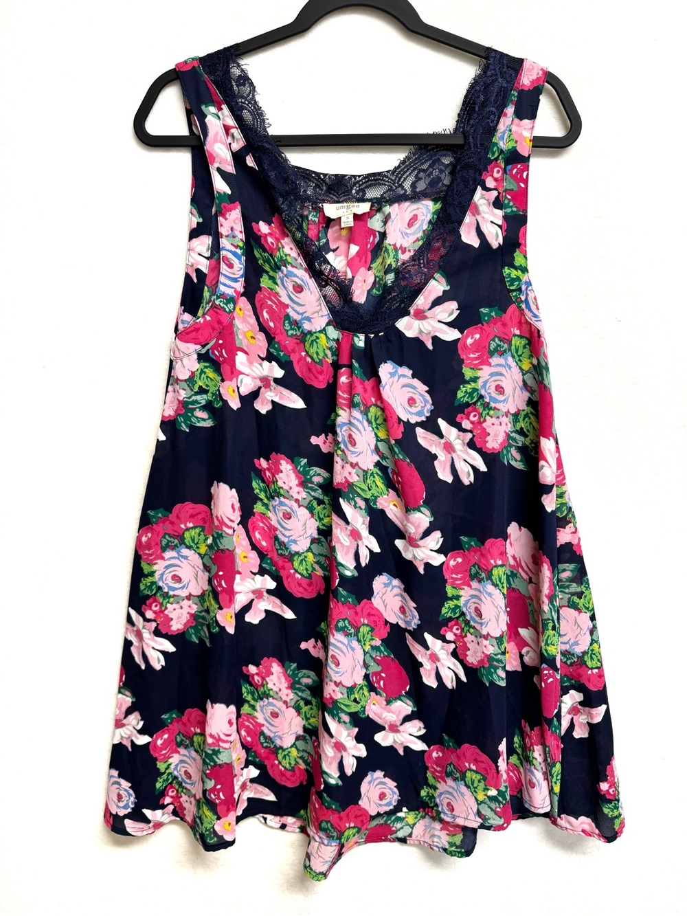 Umgee Women's Spring Sleeveless Floral Laced Neckline Tunic Dress Sz S Trapeze
